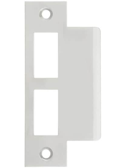 Solid Brass Mortise Lock Strike Plate - 1 5/8-Inch Extended Lip in Polished Nickel.